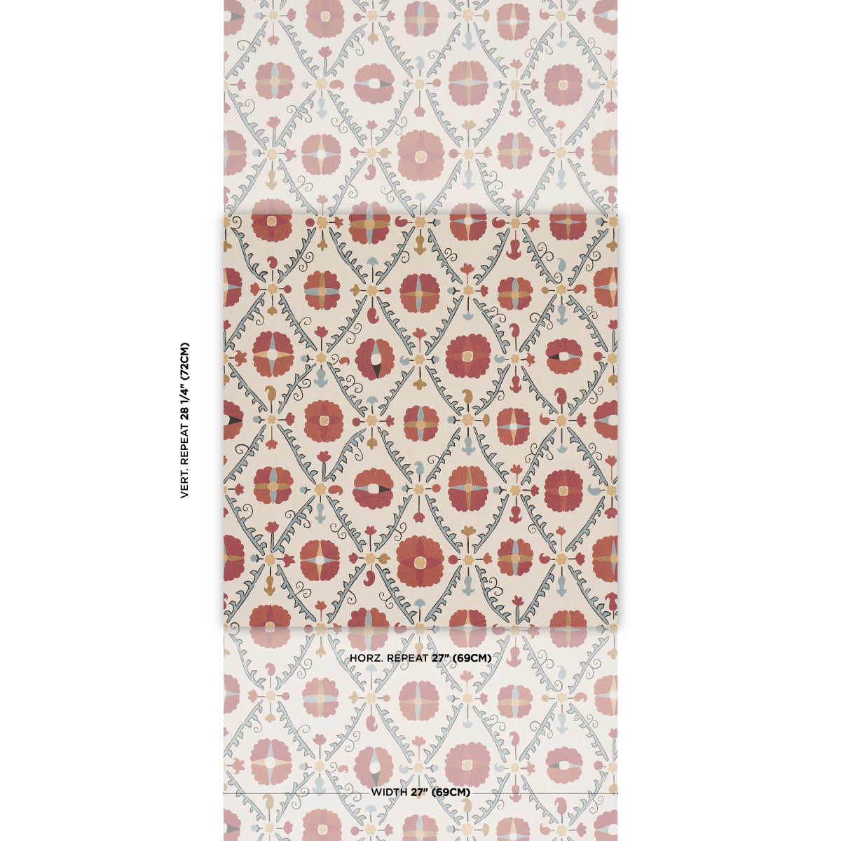Amal Wallpaper in Tent Red &amp; Blue color - pattern number 5018280 - by Schumacher in the Johnson Hartig collection