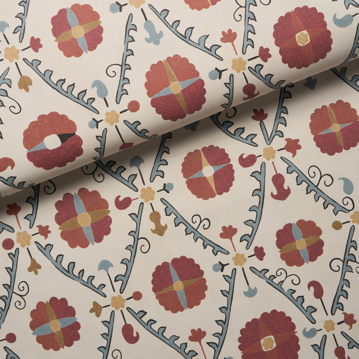 Amal Wallpaper in Tent Red &amp; Blue color - pattern number 5018280 - by Schumacher in the Johnson Hartig collection