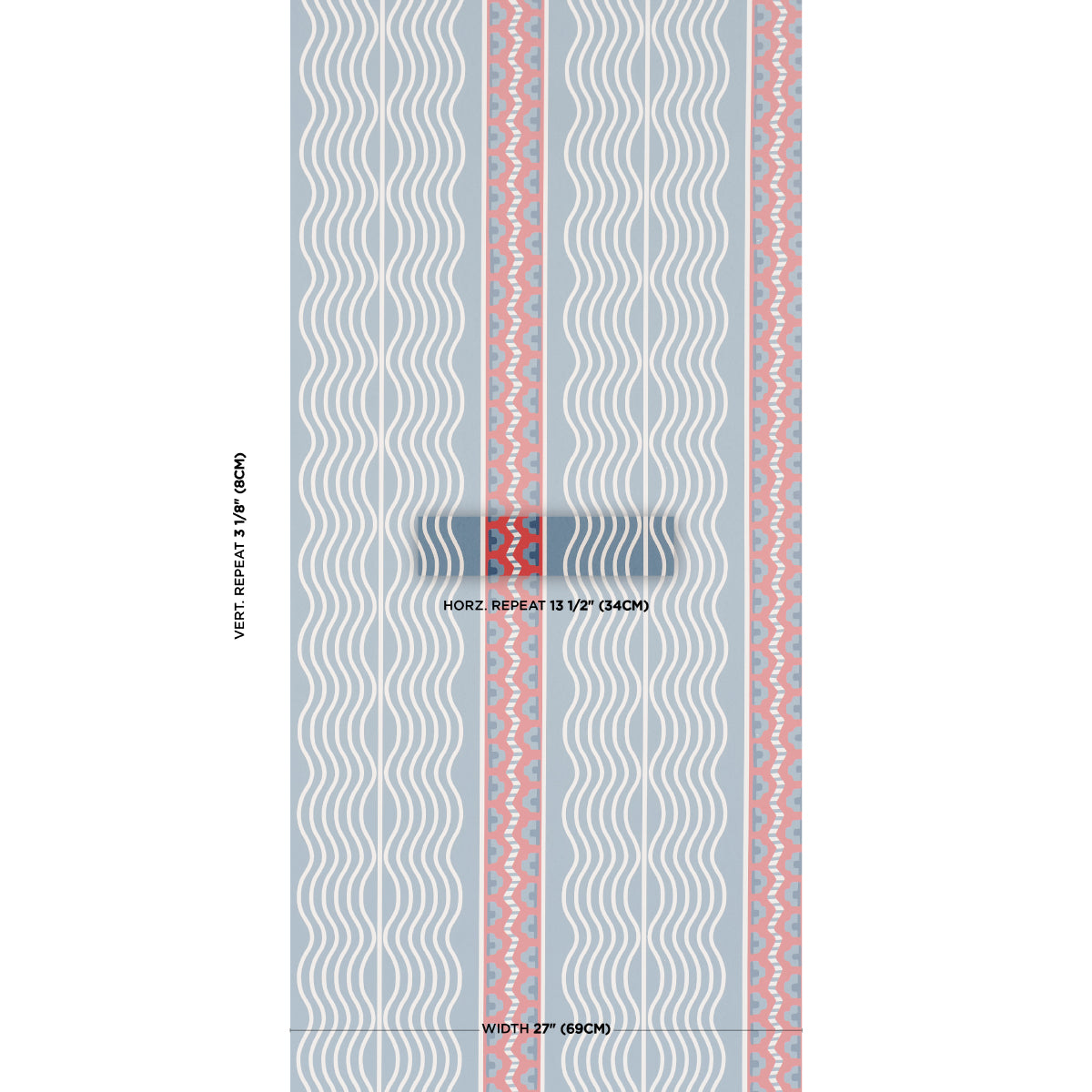 Crème Anglaise Wallpaper in French Red &amp; Blue color - pattern number 5018300 - by Schumacher in the Johnson Hartig collection