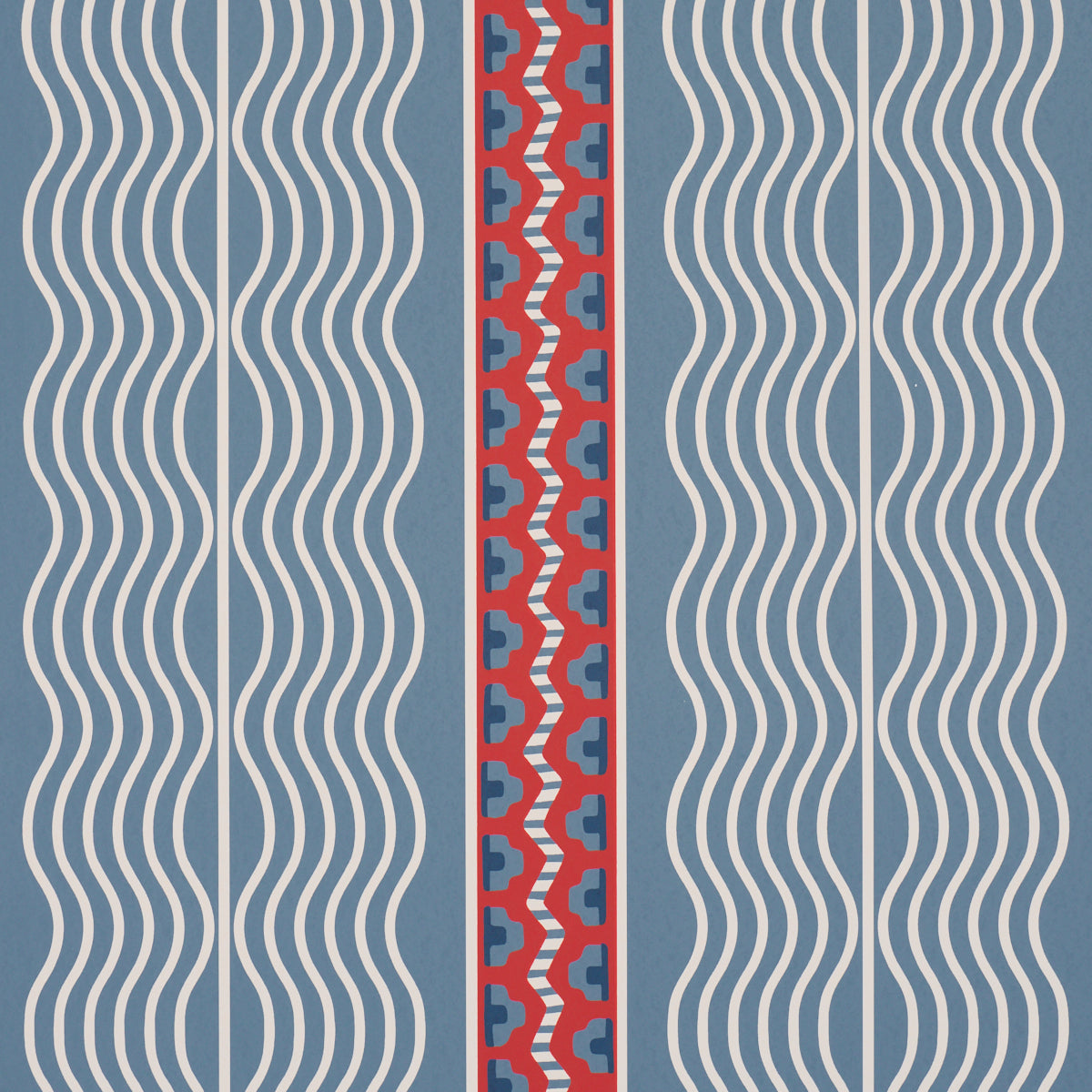 Crème Anglaise Wallpaper in French Red &amp; Blue color - pattern number 5018300 - by Schumacher in the Johnson Hartig collection