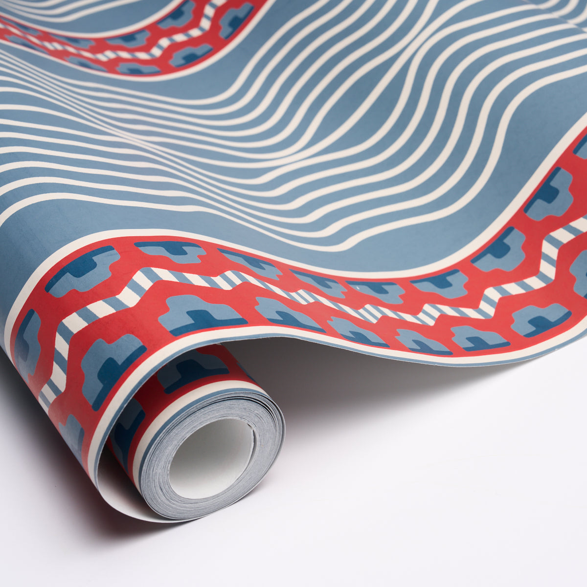 Crème Anglaise Wallpaper in French Red &amp; Blue color - pattern number 5018300 - by Schumacher in the Johnson Hartig collection
