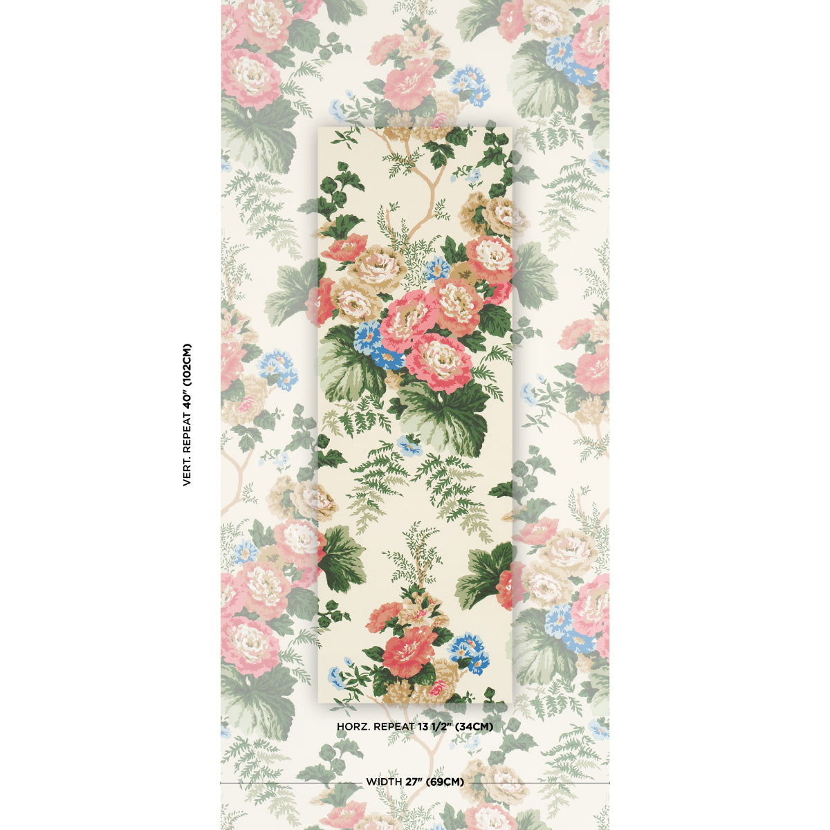 Wycombe Park Wallpaper in Red &amp; Blue color - pattern number 5018340 - by Schumacher in the Schumacher Classics collection