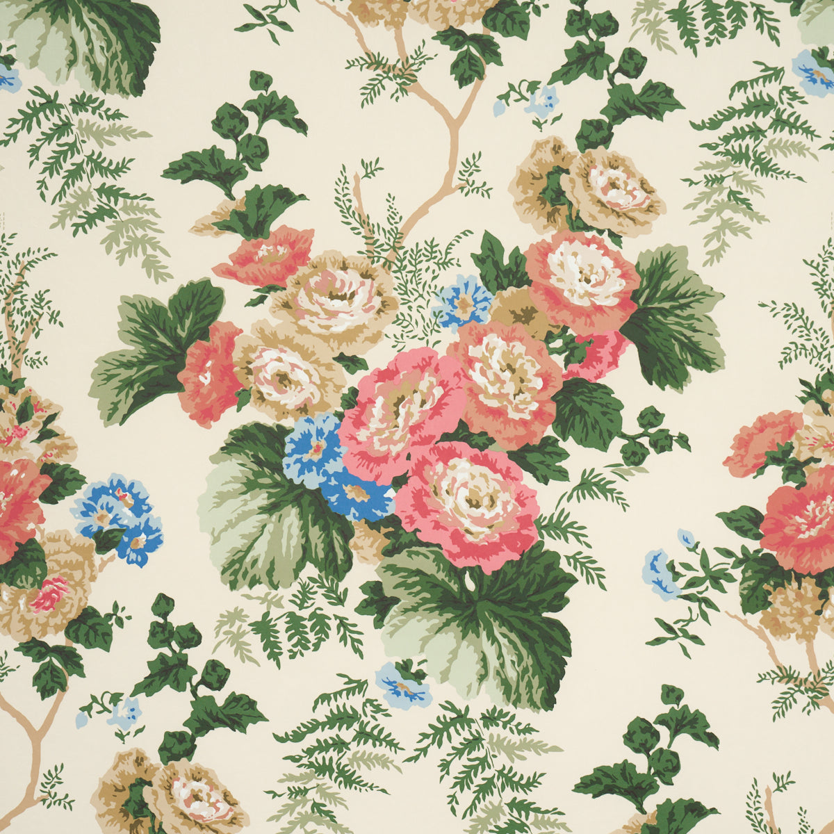 Wycombe Park Wallpaper in Red &amp; Blue color - pattern number 5018340 - by Schumacher in the Schumacher Classics collection