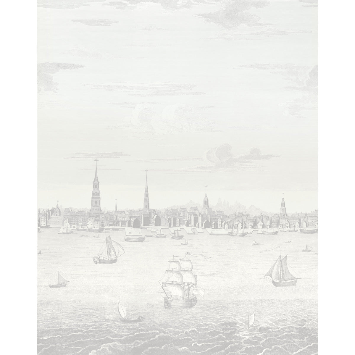 Philadelphia Harbor Panel Wallpaper in Grey color - pattern number 5018392 - by Schumacher in the American Heritage collection