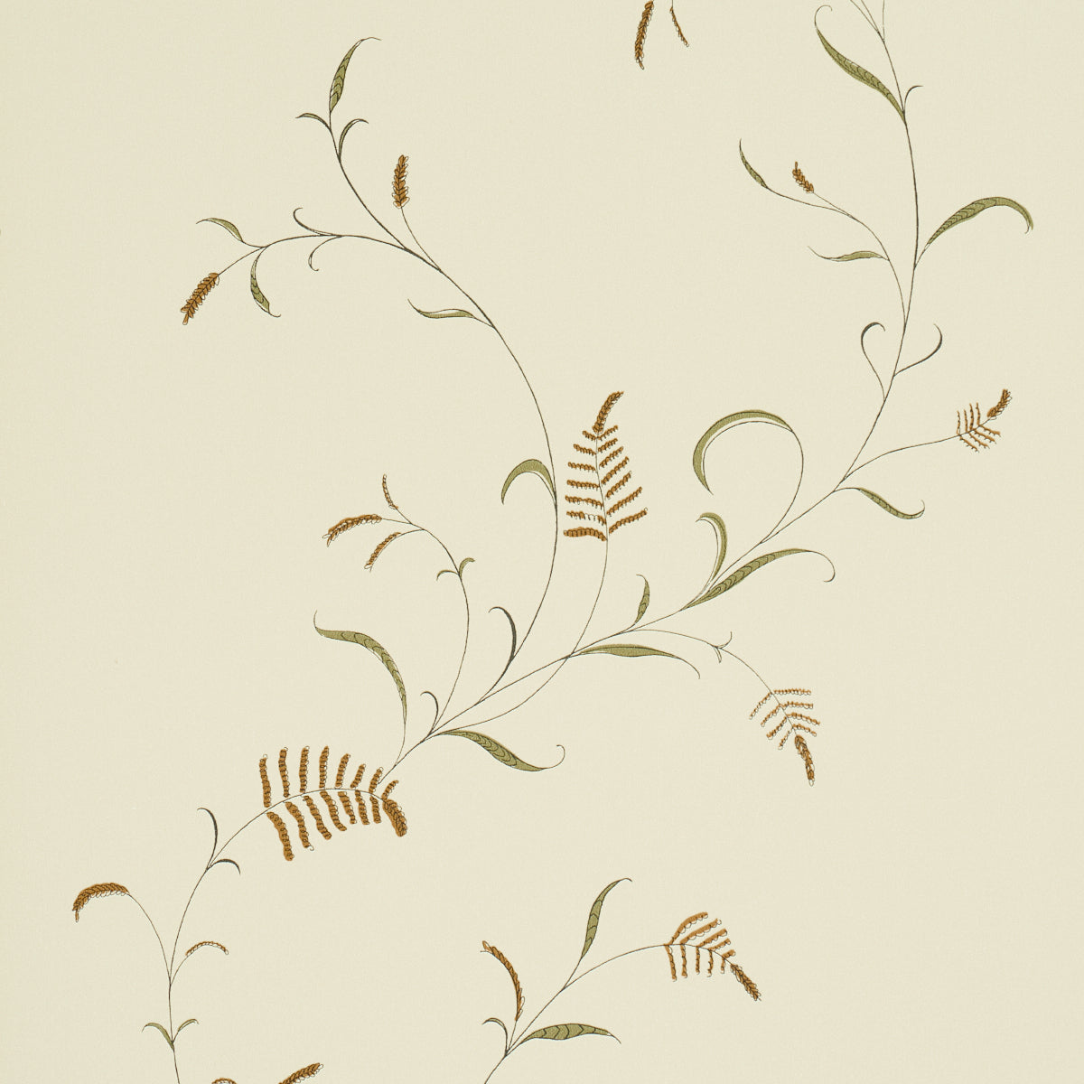Winding Wheat Wallpaper in Green color - pattern number 5018431 - by Schumacher in the American Heritage collection