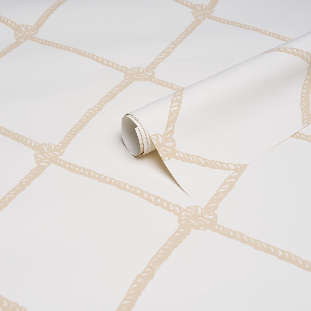 Large Rope Wallpaper in Sand color - pattern number 5019290 - by Schumacher in the Tillett collection