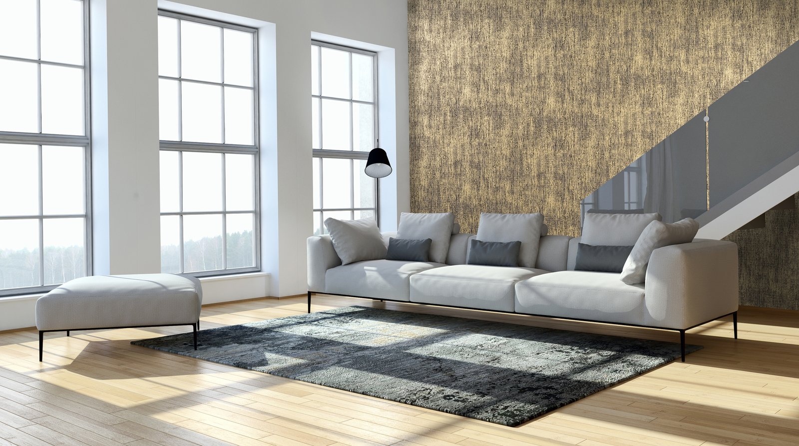 Neptun Umber Brown wallpaper in gold color - pattern number GH51205-23 - by Galerie in the Universe collection