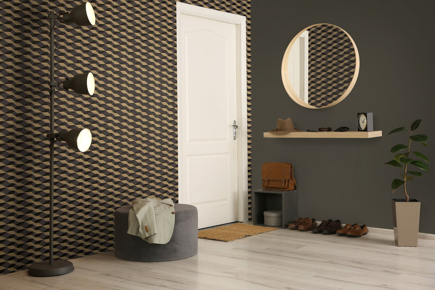 Venus Umber Brown wallpaper in bronze brown color - pattern number GH51210-23 - by Galerie in the Universe collection