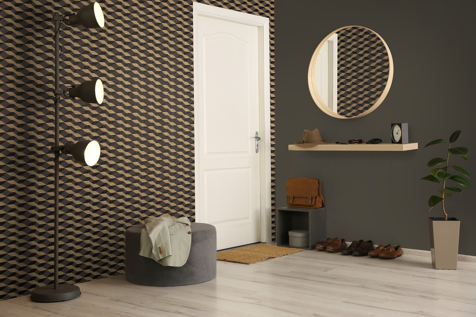 Venus Umber Brown wallpaper in bronze brown color - pattern number GH51210-23 - by Galerie in the Universe collection