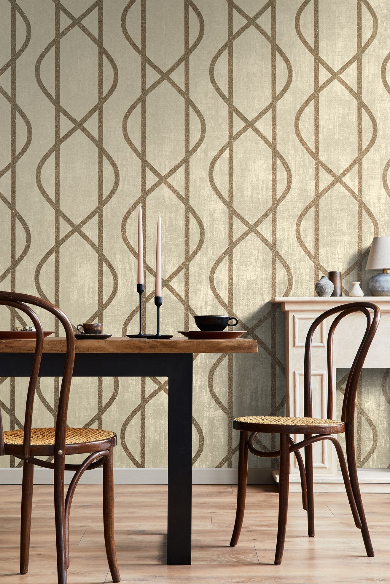 Saturn Sand Beige wallpaper in beige color - pattern number GH51212-23 - by Galerie in the Universe collection