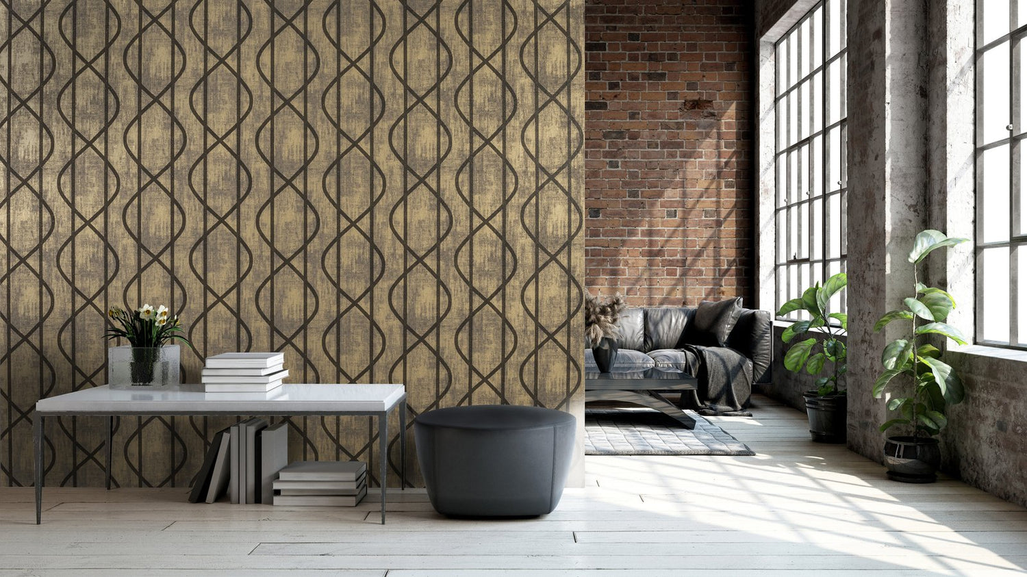 Saturn Umber Brown wallpaper in bronze brown color - pattern number GH51213-23 - by Galerie in the Universe collection