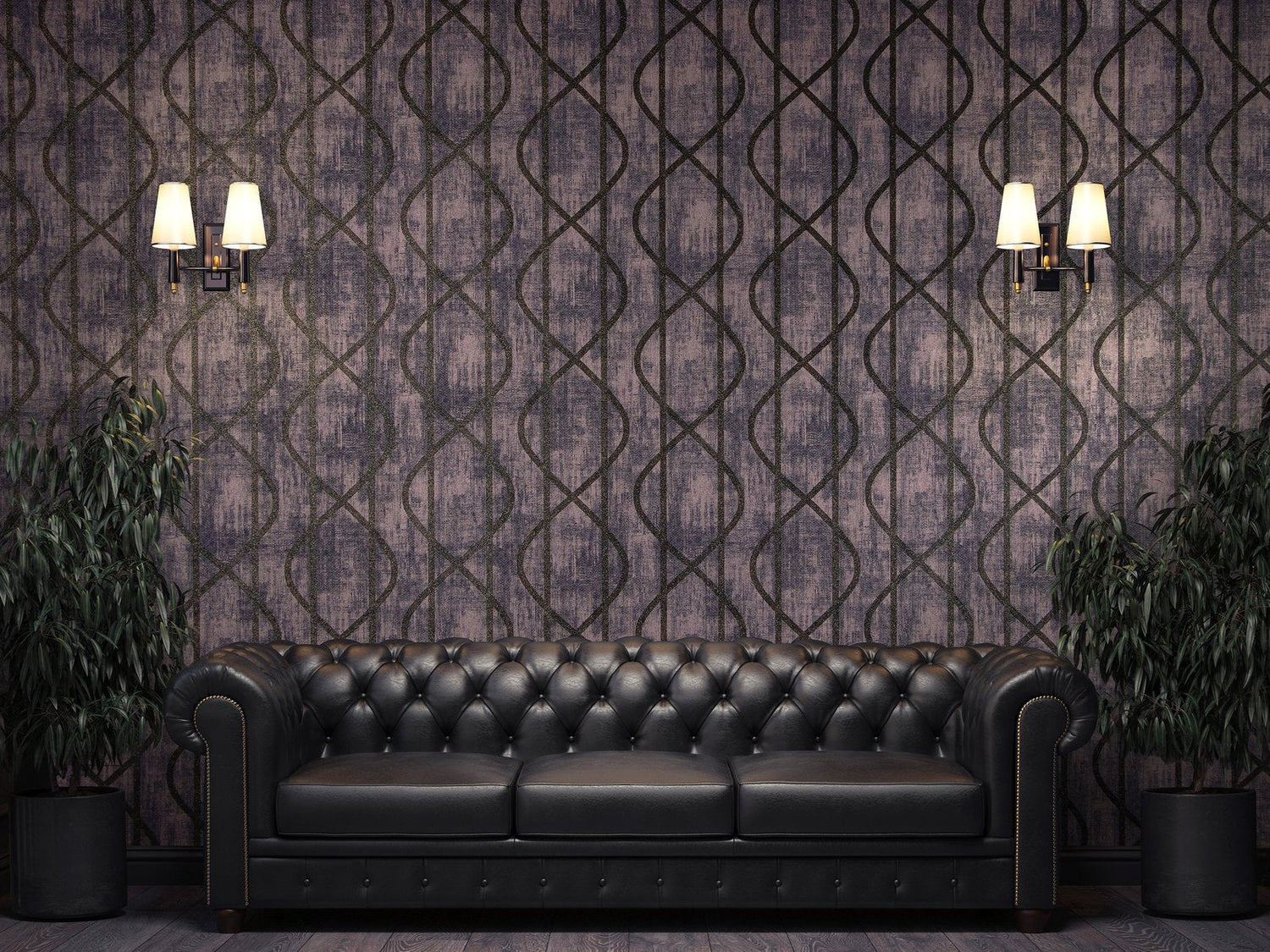 Saturn Ocean Blue wallpaper in purple lilac color - pattern number GH51214-23 - by Galerie in the Universe collection