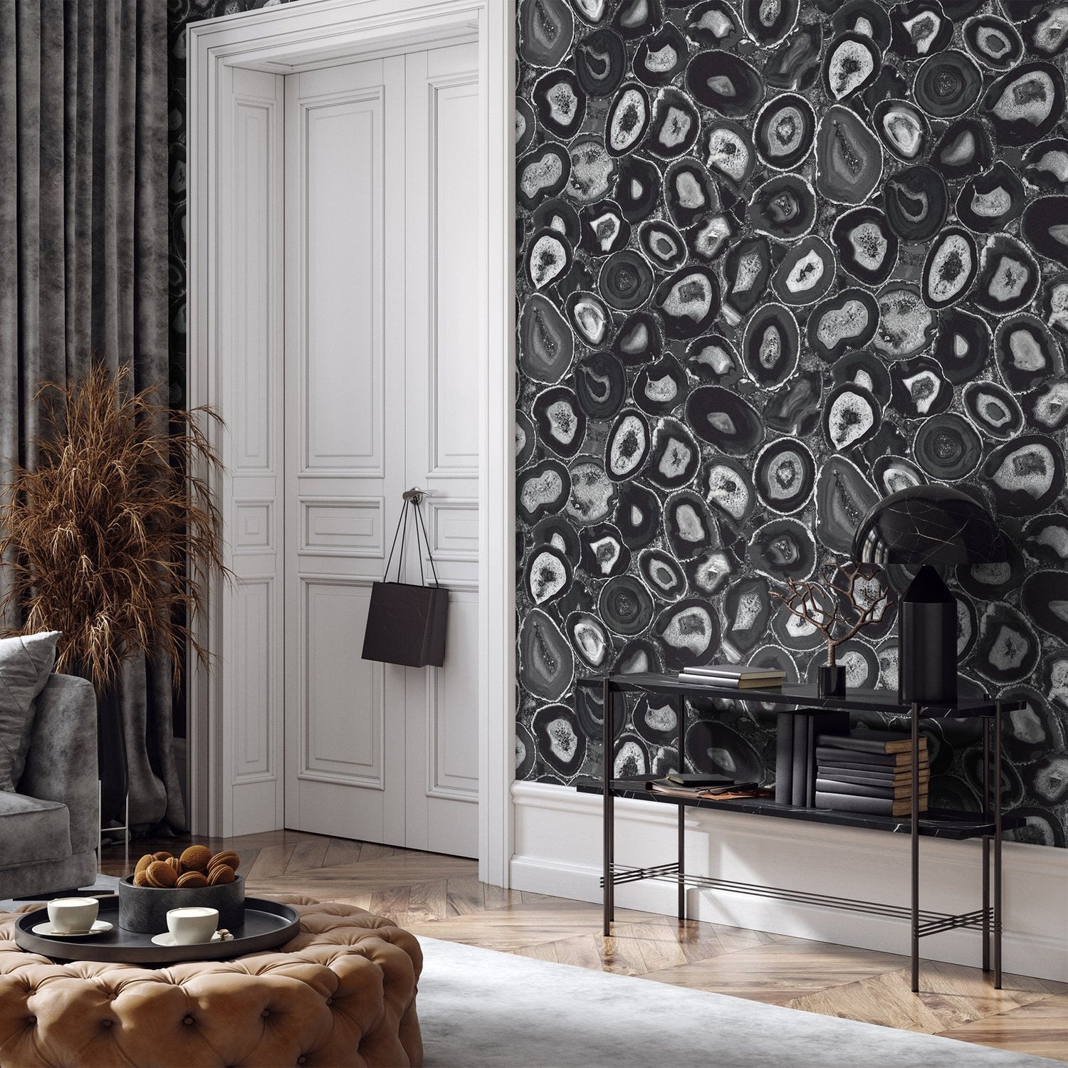 Agate wallpaper in black color - pattern number GH51216-23 - by Galerie in the Pepper collection