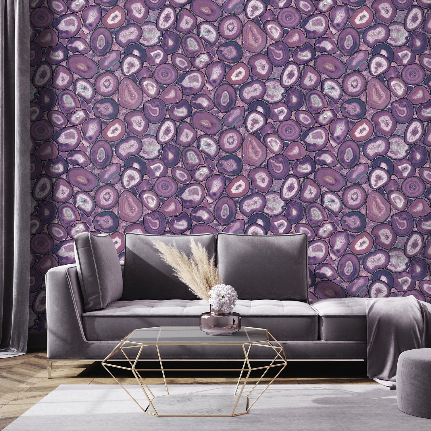 Agate wallpaper in purple lilac color - pattern number GH51217-23 - by Galerie in the Pepper collection