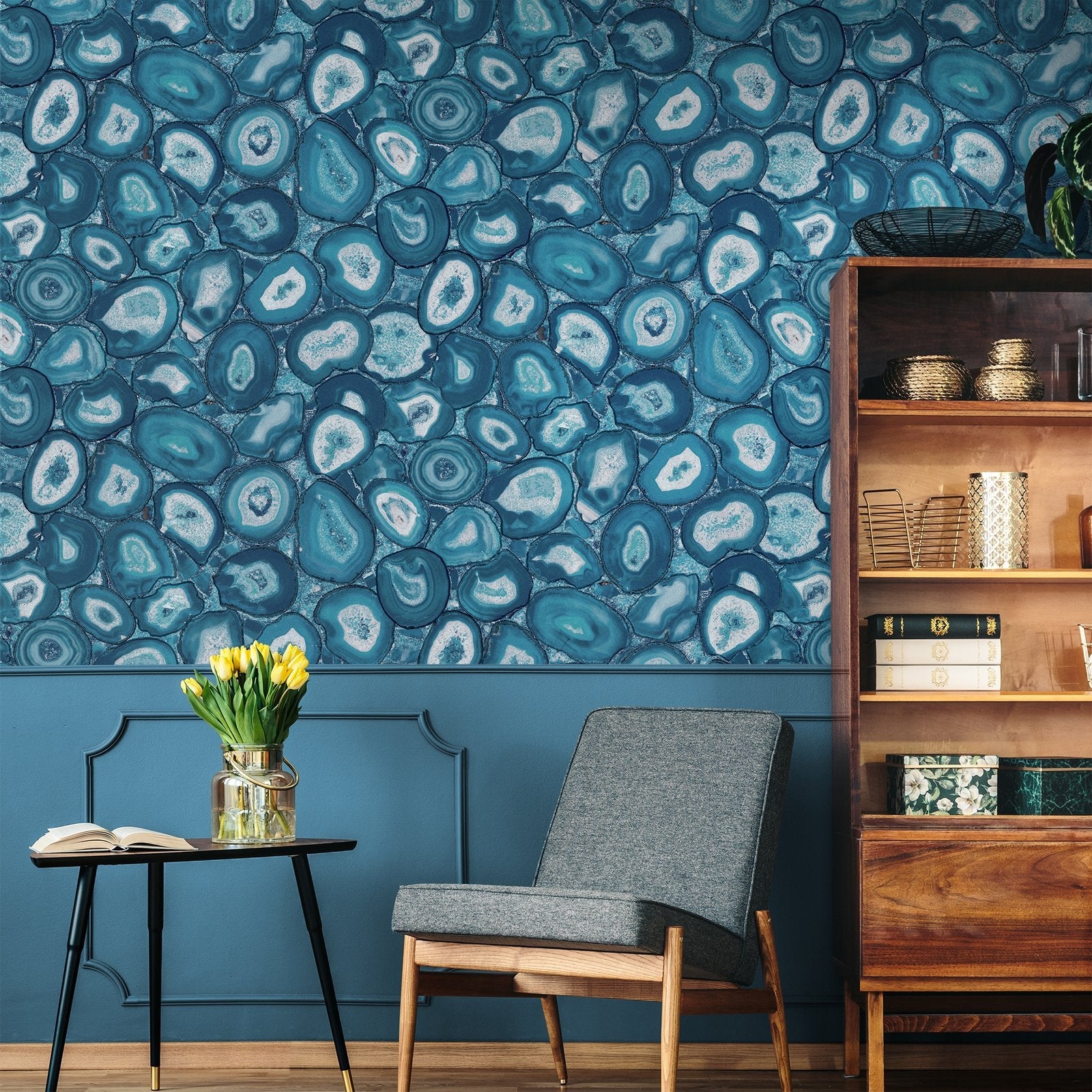 Agate wallpaper in blue color - pattern number GH51219-23 - by Galerie in the Pepper collection