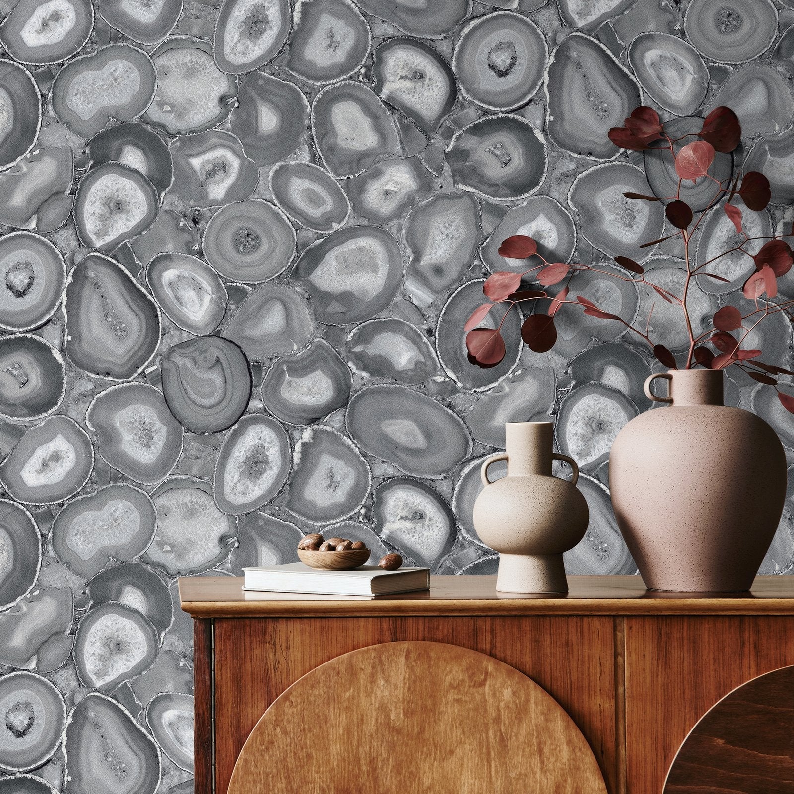 Agate wallpaper in silver grey color - pattern number GH51220-23 - by Galerie in the Pepper collection