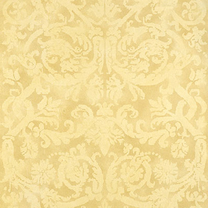 Pontine Damask wallpaper in soft gold color - pattern number 529111 - by Schumacher in the Palazzo collection