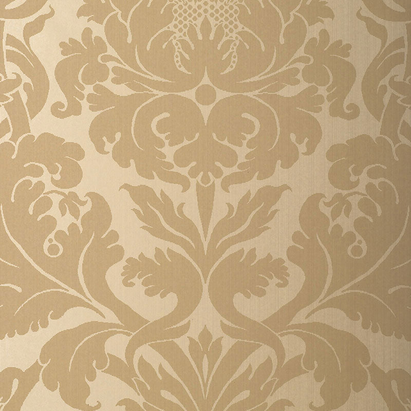 Fiorella Damask wallpaper in oatmeal color - pattern number 529193 - by Schumacher in the Palazzo collection