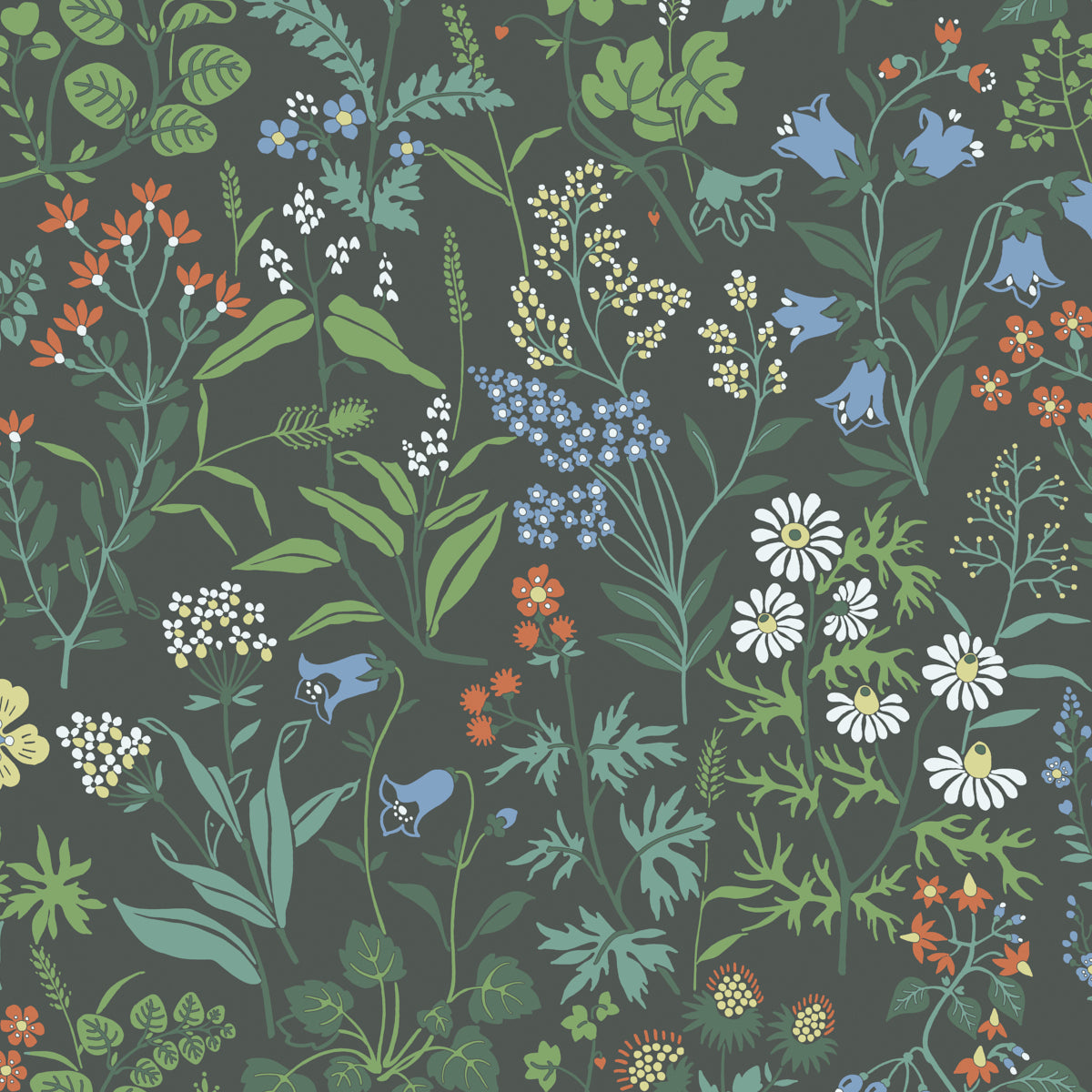 Flora wallpaper in spruce color - pattern number 5474 - by Schumacher in the Borastapeter collection