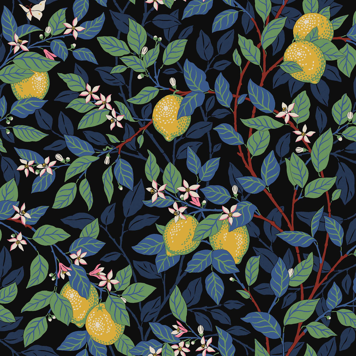 Citrontrad wallpaper in spruce and blue color - pattern number 5703 - by Schumacher in the Borastapeter collection