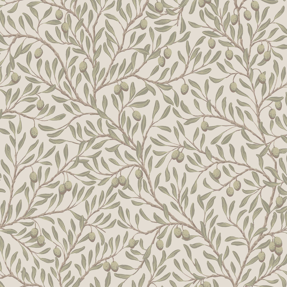 Olivtrad wallpaper in leaf and ivory color - pattern number 5705 - by Schumacher in the Borastapeter collection