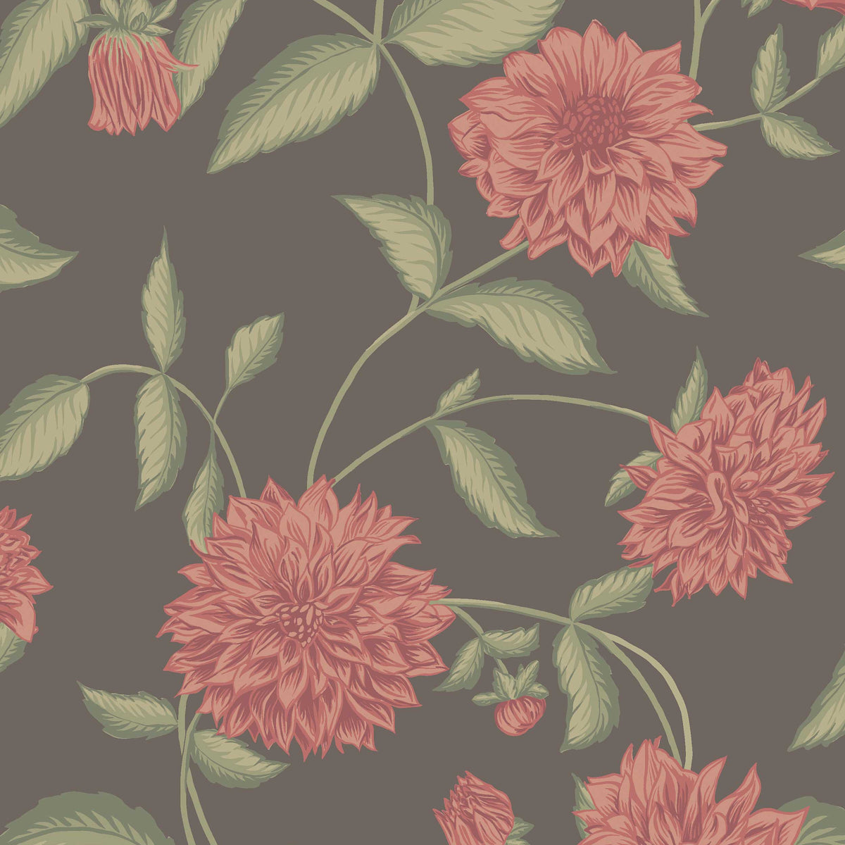 Dahliadrom wallpaper in fuchsia color - pattern number 5719 - by Schumacher in the Borastapeter collection