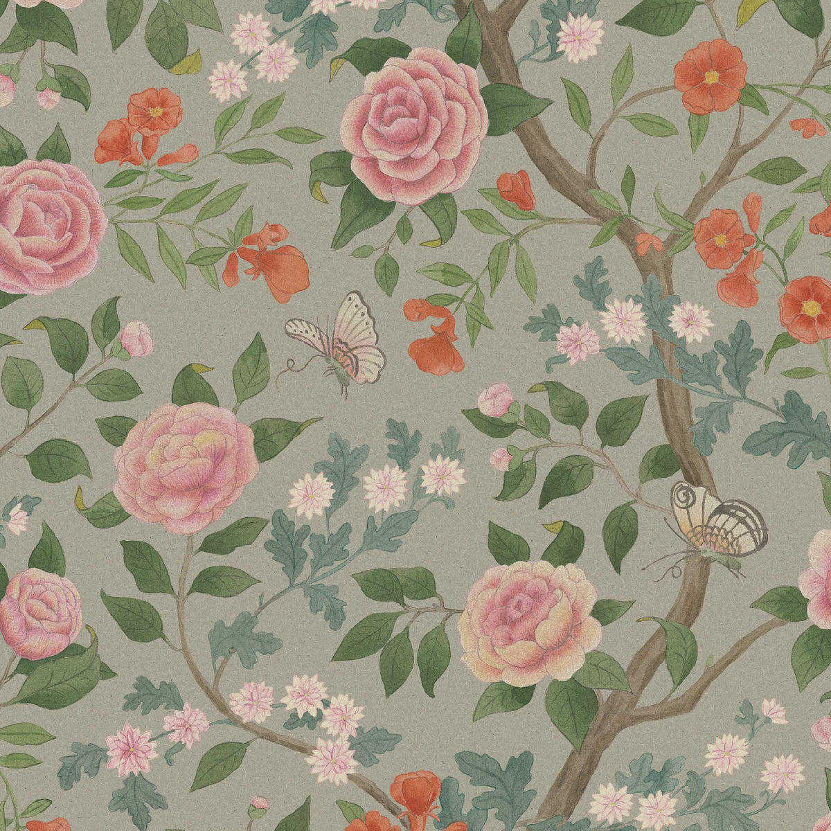 Kamelia wallpaper in natural color - pattern number 5729 - by Schumacher in the Borastapeter collection