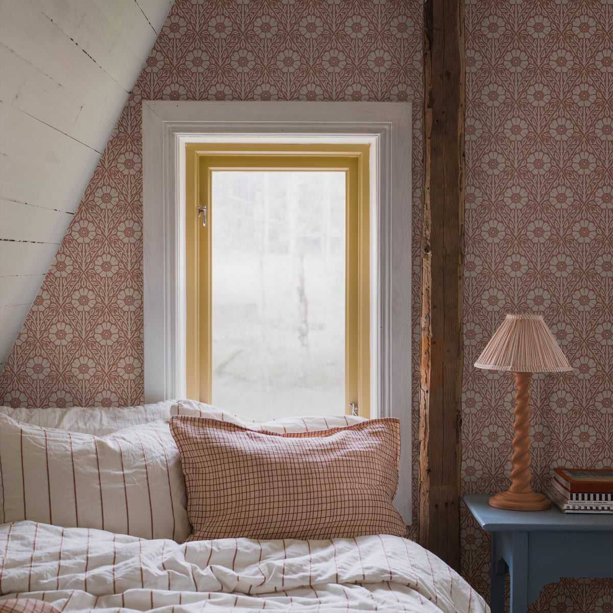 Nyponros Wallpaper in terracotta color - pattern number 5812 - by Schumacher in the Borastapeter collection
