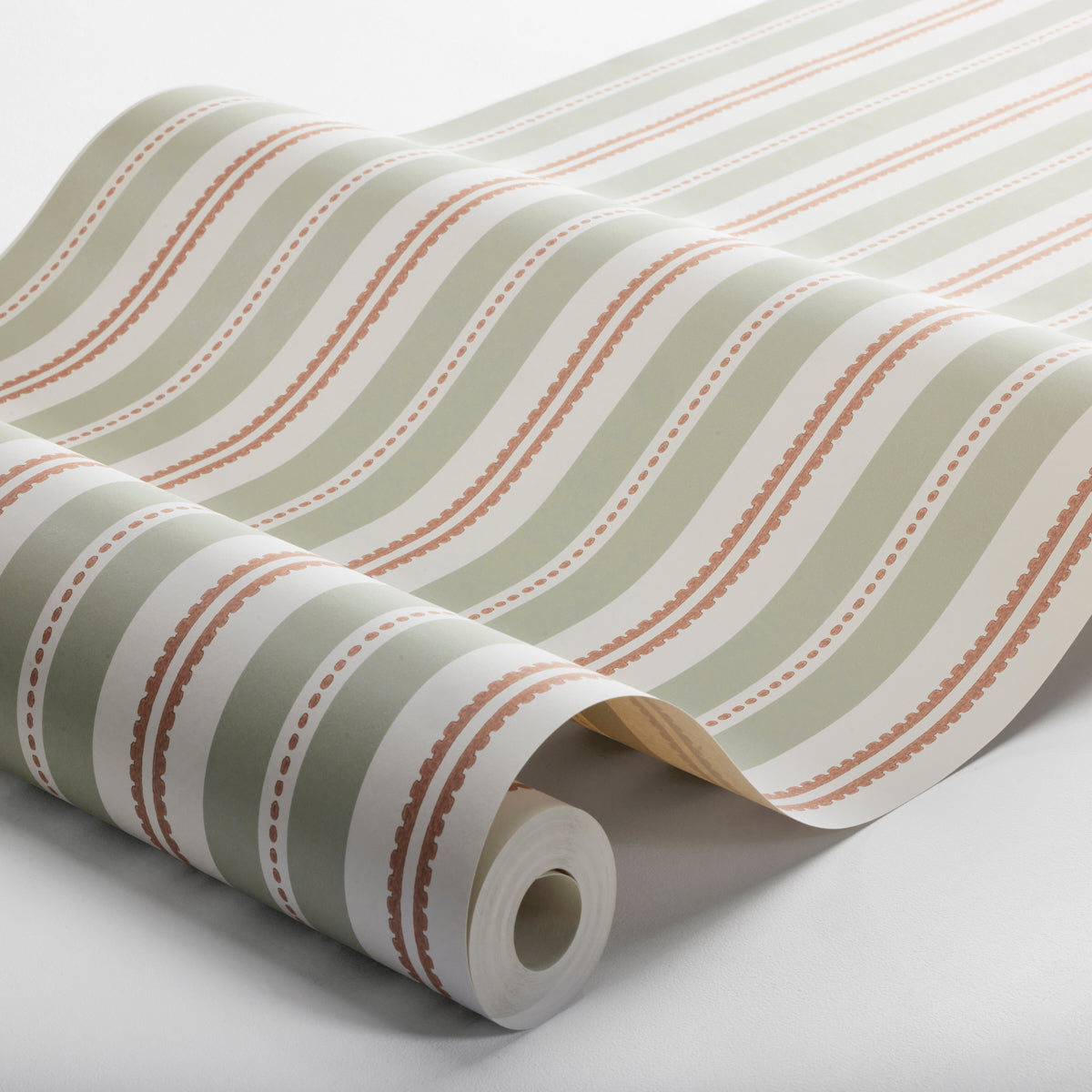 Hedda Wallpaper in sage and rust color - pattern number 5819 - by Schumacher in the Borastapeter collection