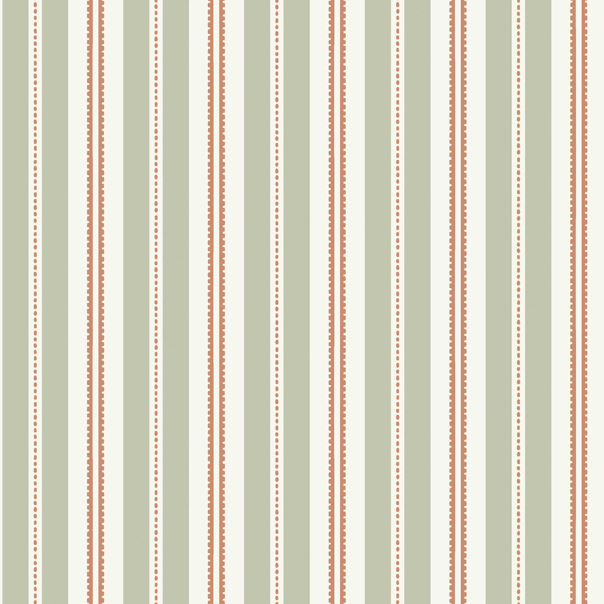 Hedda Wallpaper in sage and rust color - pattern number 5819 - by Schumacher in the Borastapeter collection
