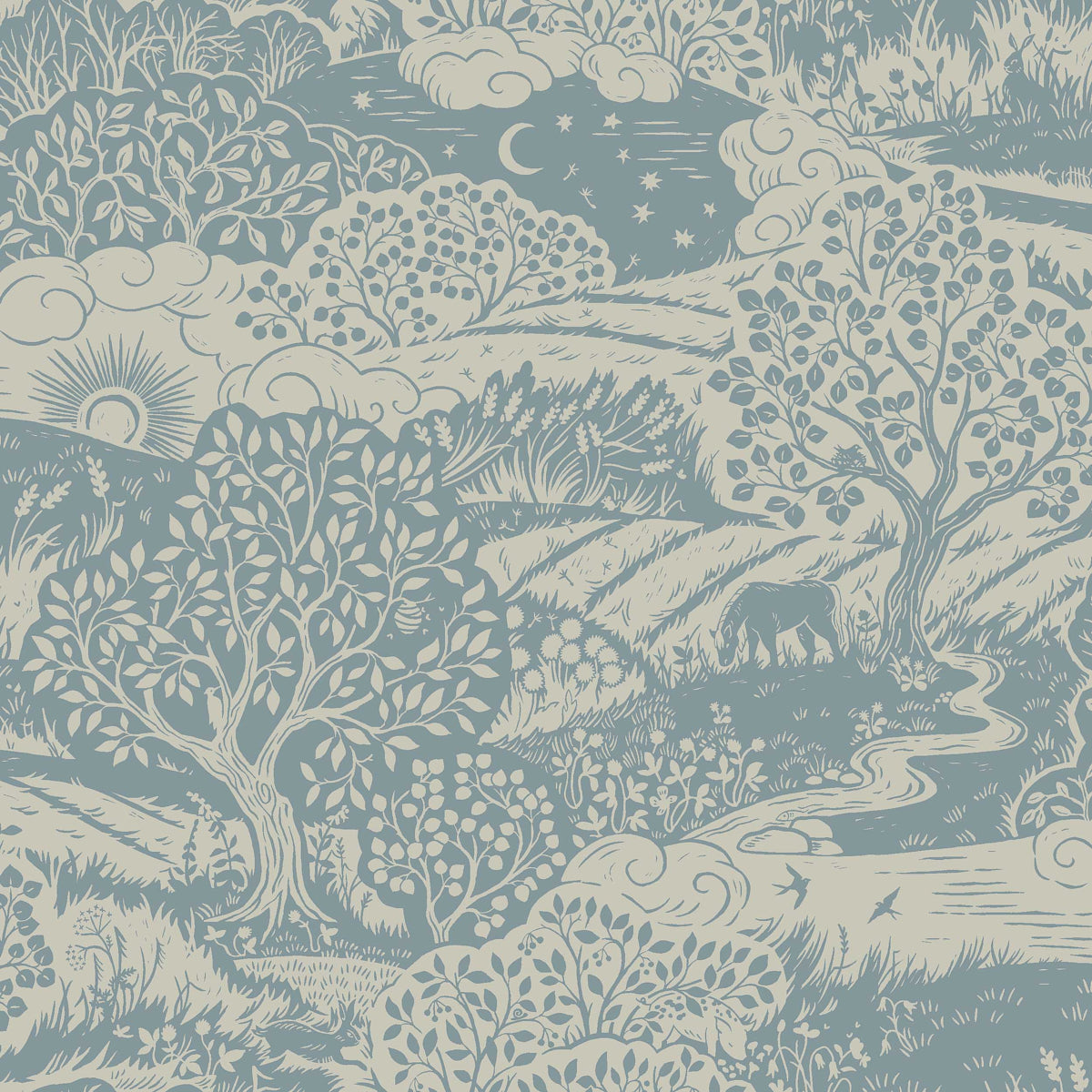 Solängen Wallpaper in slate color - pattern number 5828 - by Schumacher in the Borastapeter collection