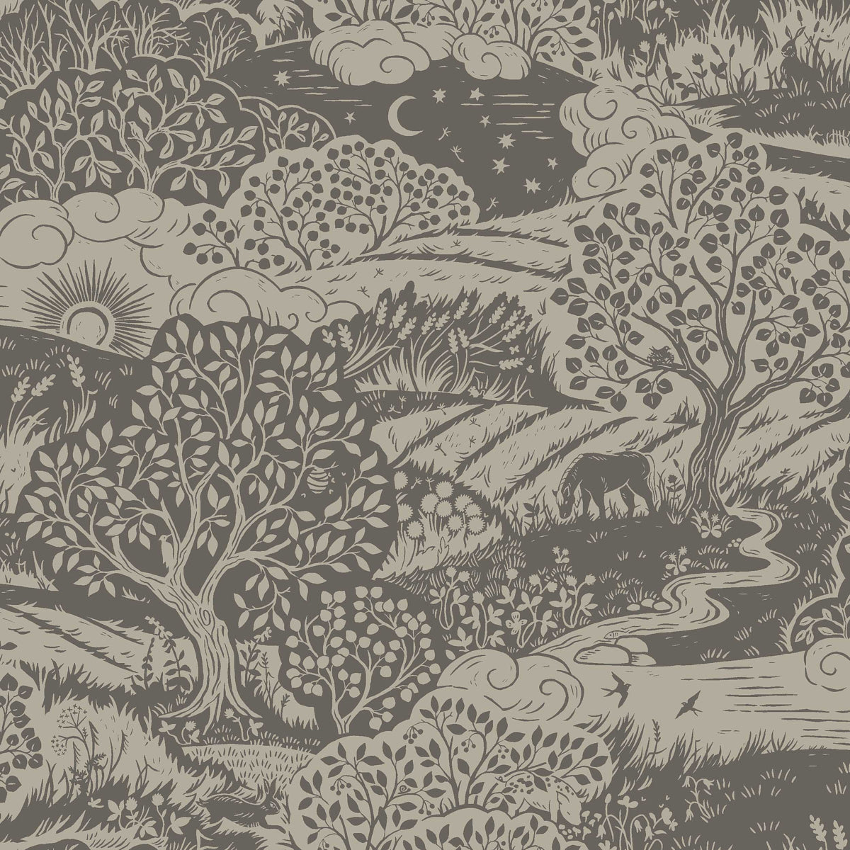 Solängen Wallpaper in charcoal color - pattern number 5831 - by Schumacher in the Borastapeter collection