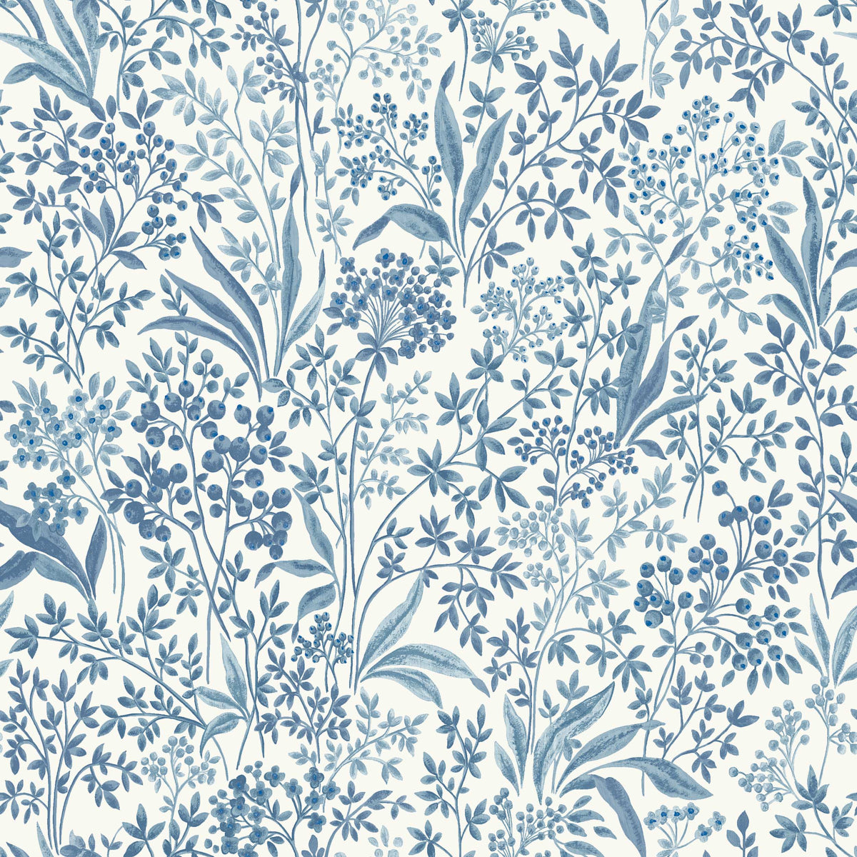 Nocturne wallpaper in blue and white color - pattern number 6145 - by Schumacher in the Borastapeter collection