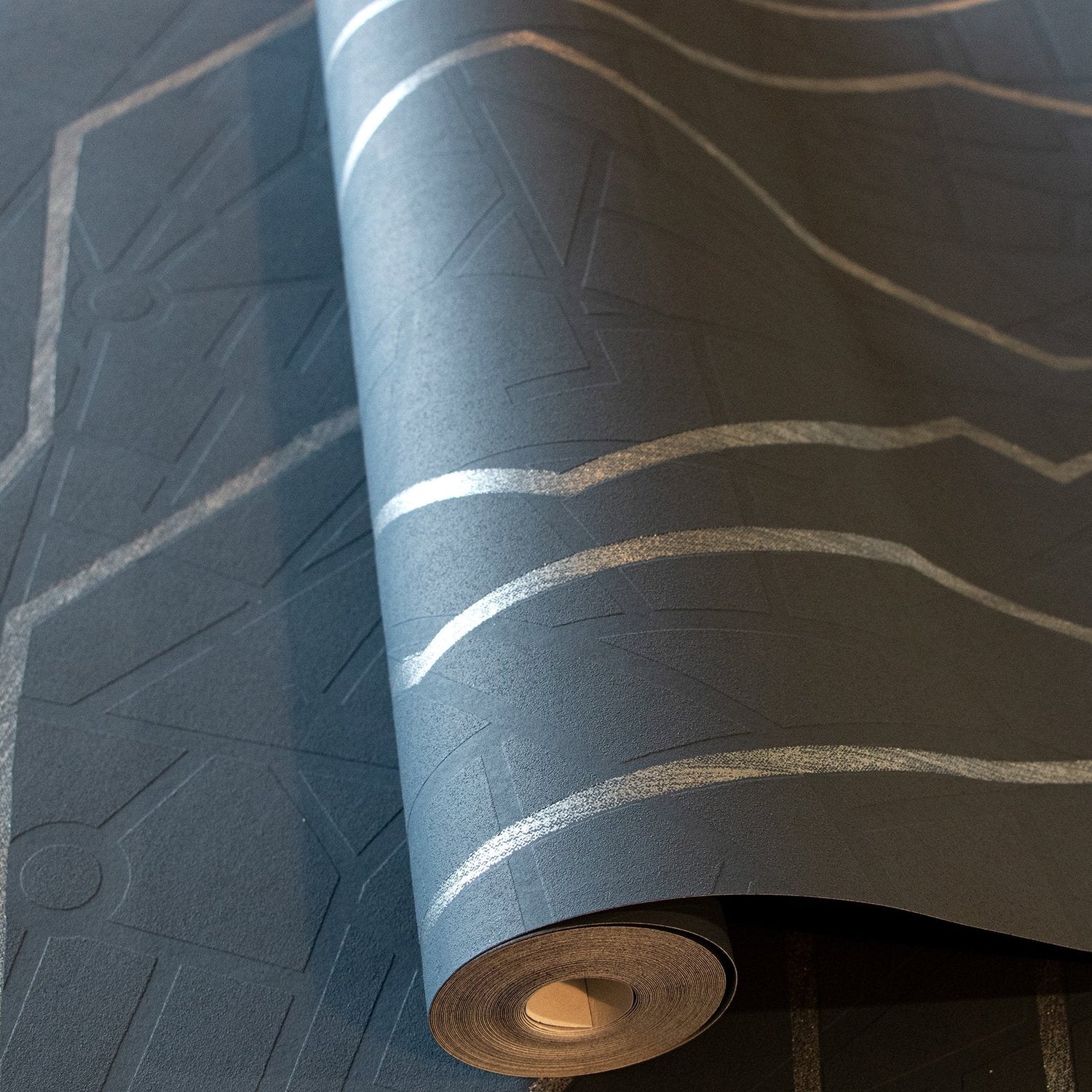 Connection Night Blue wallpaper in blue color - pattern number GH64636-23 - by Galerie in the Slow Living collection
