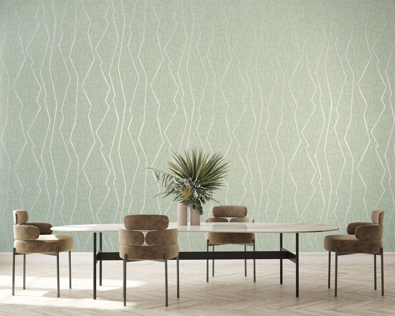 Connection Wasabi Green wallpaper in green color - pattern number GH64637-23 - by Galerie in the Slow Living collection