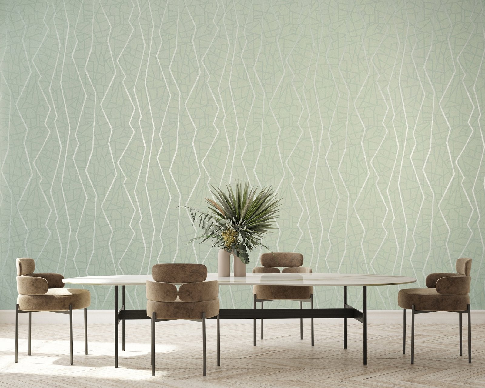 Connection Wasabi Green wallpaper in green color - pattern number GH64637-23 - by Galerie in the Slow Living collection