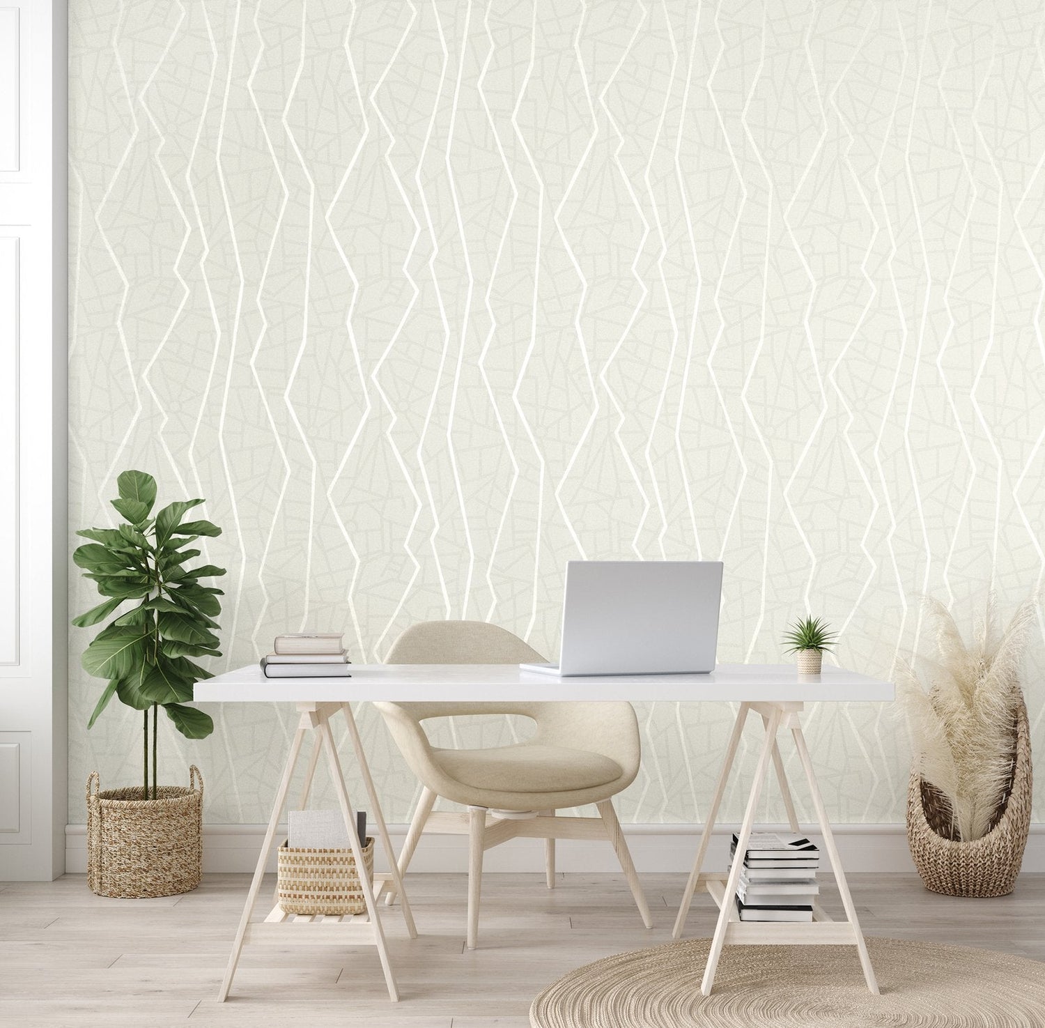 Connection Linen White wallpaper in cream color - pattern number GH64639-23 - by Galerie in the Slow Living collection