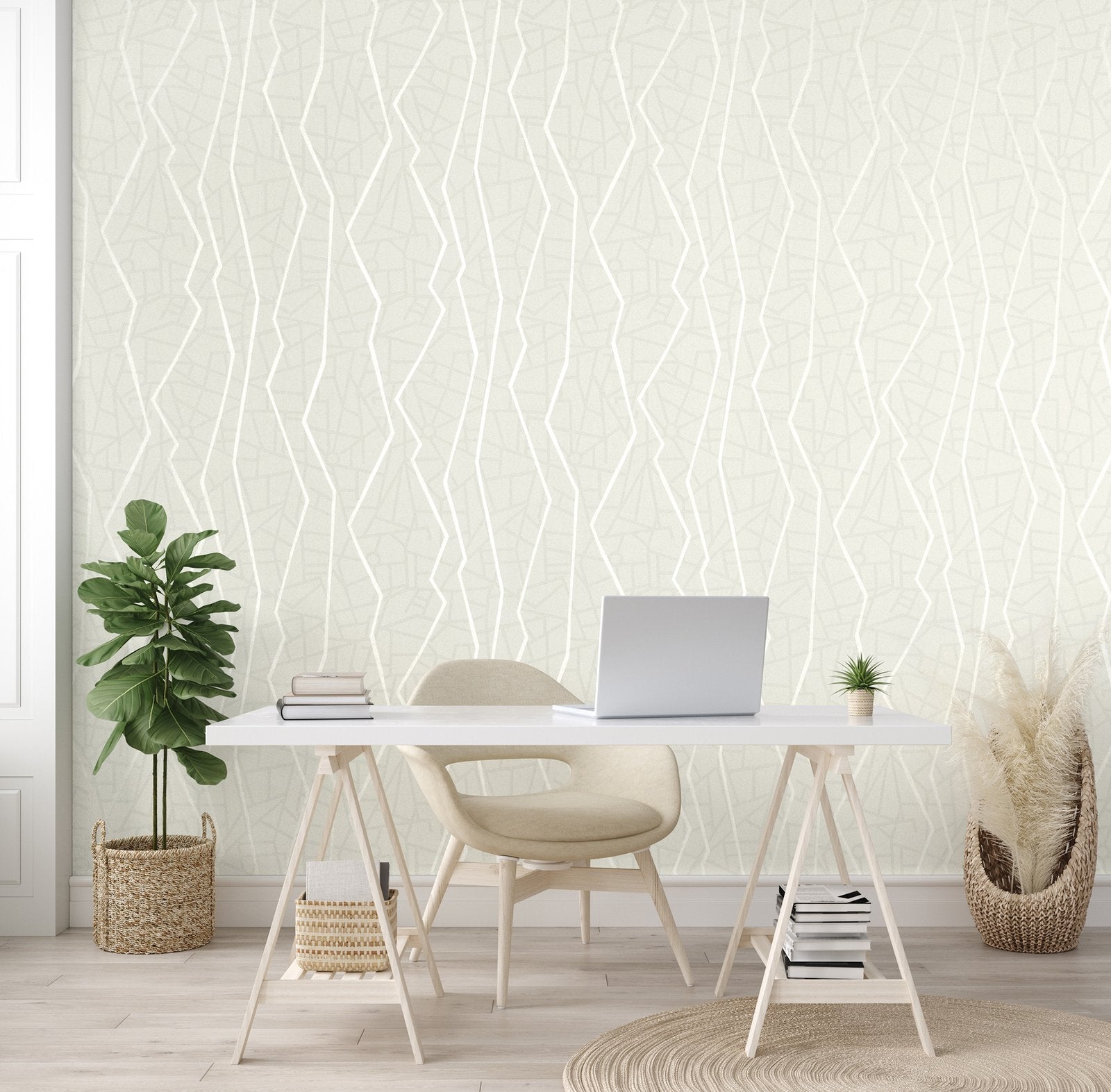 Connection Linen White wallpaper in cream color - pattern number GH64639-23 - by Galerie in the Slow Living collection