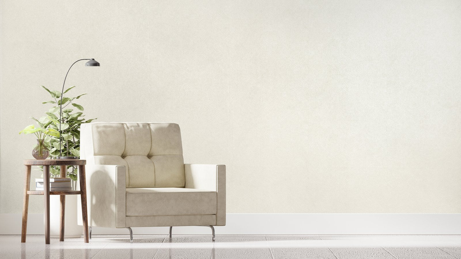 Spirit Linen White wallpaper in cream color - pattern number GH64645-23 - by Galerie in the Slow Living collection