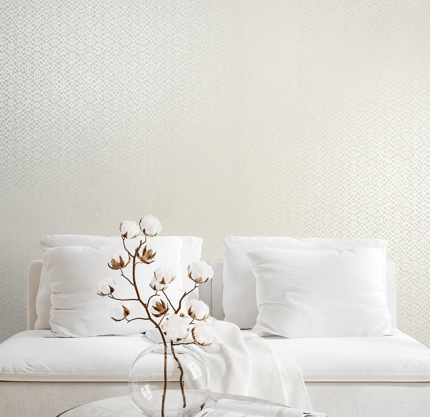 Soul Linen White wallpaper in cream color - pattern number GH64651-23 - by Galerie in the Slow Living collection
