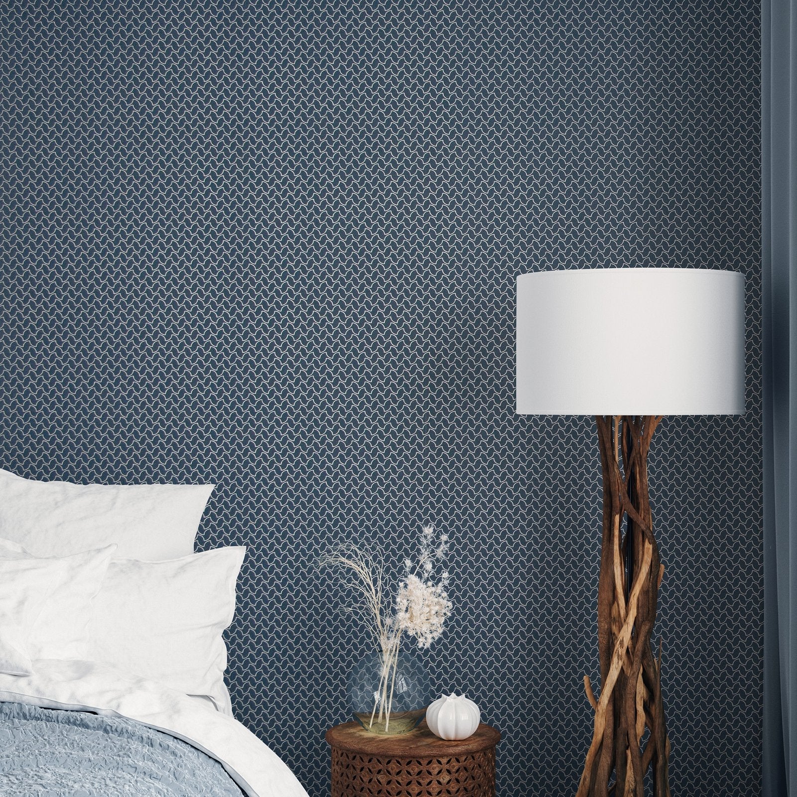 Balance Night Blue wallpaper in blue color - pattern number GH64667-23 - by Galerie in the Slow Living collection