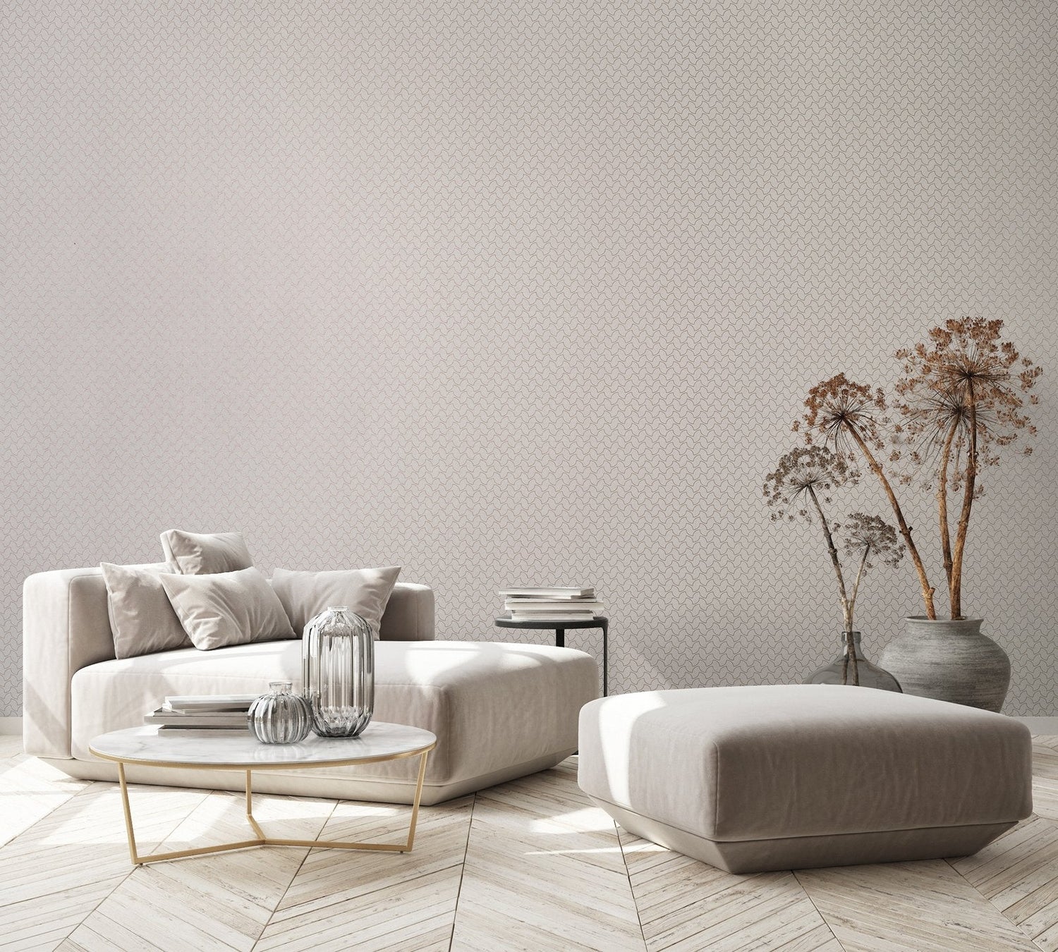 Balance Dusty Lilac wallpaper in silver grey color - pattern number GH64669-23 - by Galerie in the Slow Living collection