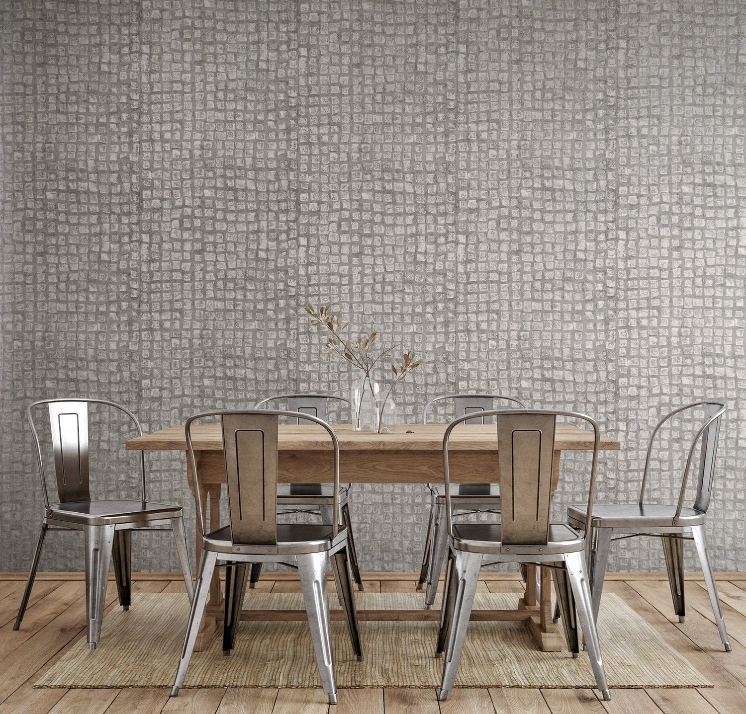 Manhattan / Loft Tile wallpaper in silver grey color - pattern number GH64862-23 - by Galerie in the Urban Classics collection