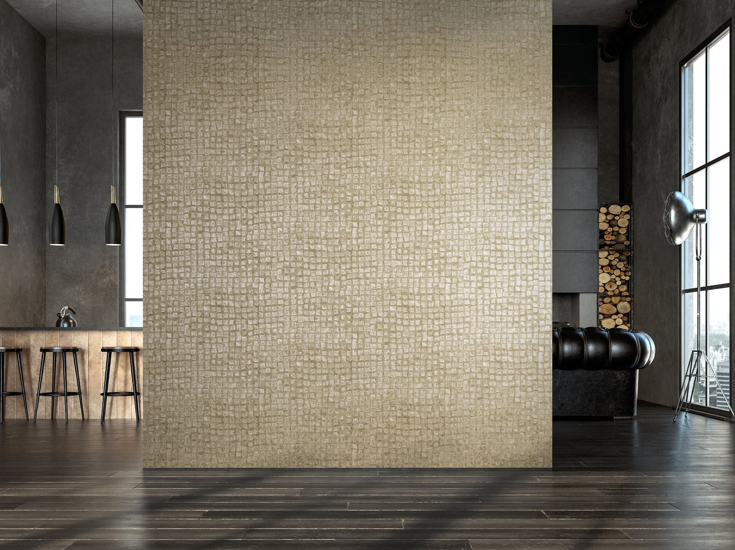 Manhattan / Loft Tile wallpaper in beige color - pattern number GH64863-23 - by Galerie in the Urban Classics collection