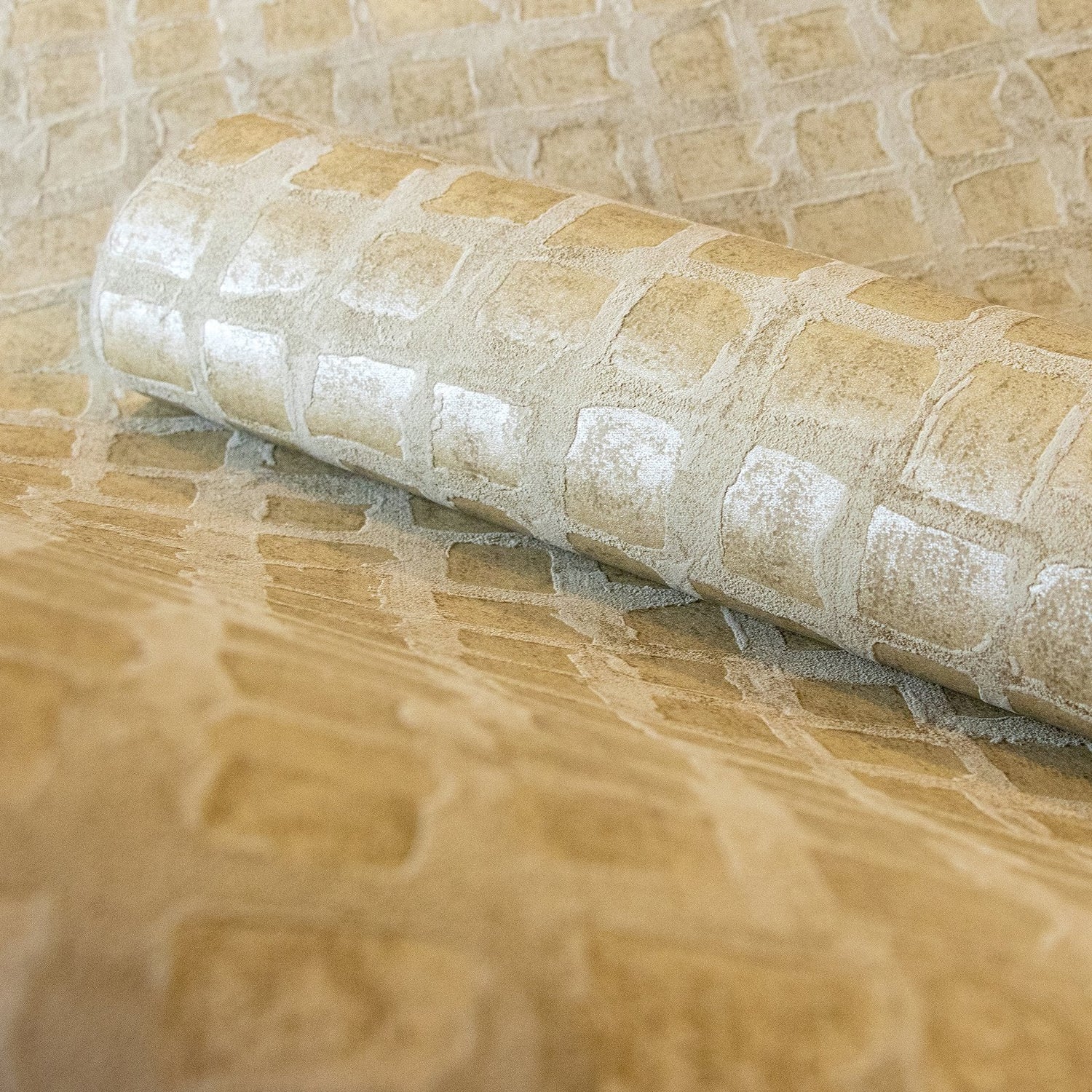 Manhattan / Loft Tile wallpaper in beige color - pattern number GH64863-23 - by Galerie in the Urban Classics collection