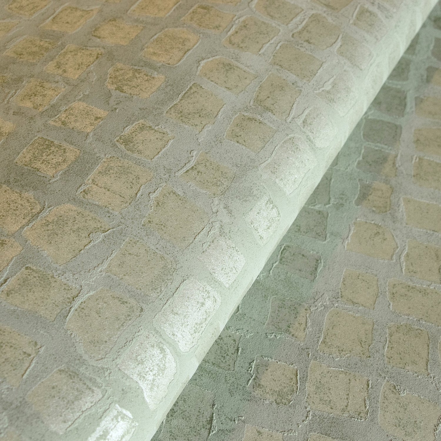 Manhattan / Loft Tile wallpaper in green color - pattern number GH64864-23 - by Galerie in the Urban Classics collection