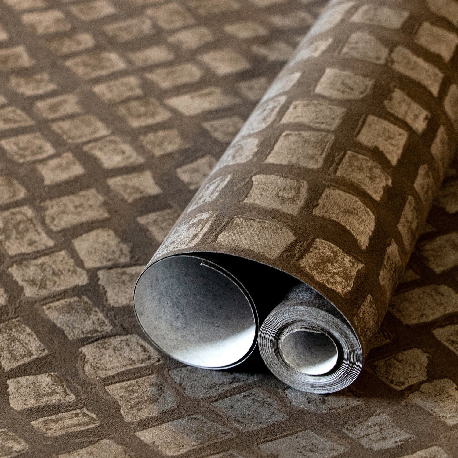 Manhattan / Loft Tile wallpaper in bronze brown color - pattern number GH64866-23 - by Galerie in the Urban Classics collection
