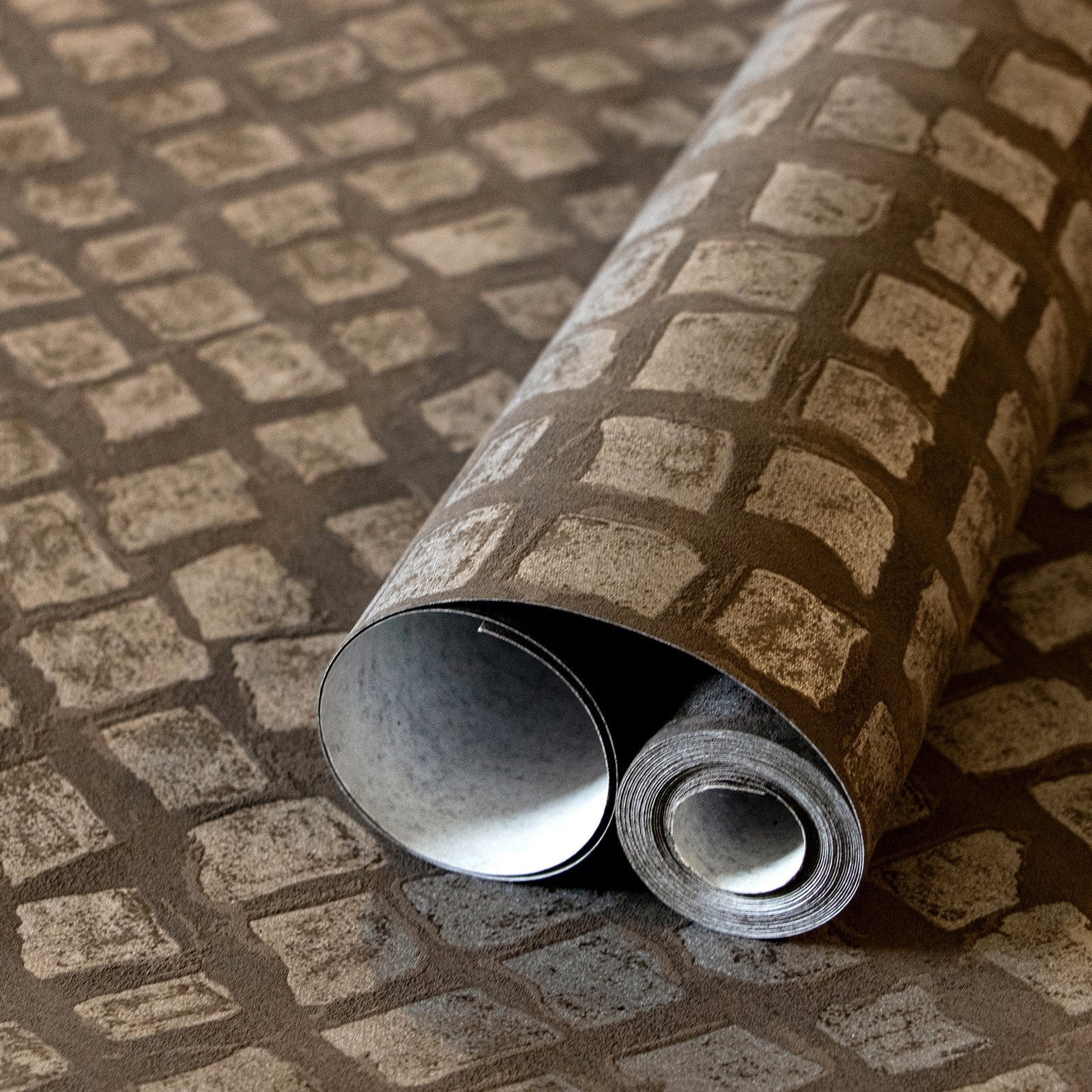 Manhattan / Loft Tile wallpaper in bronze brown color - pattern number GH64866-23 - by Galerie in the Urban Classics collection