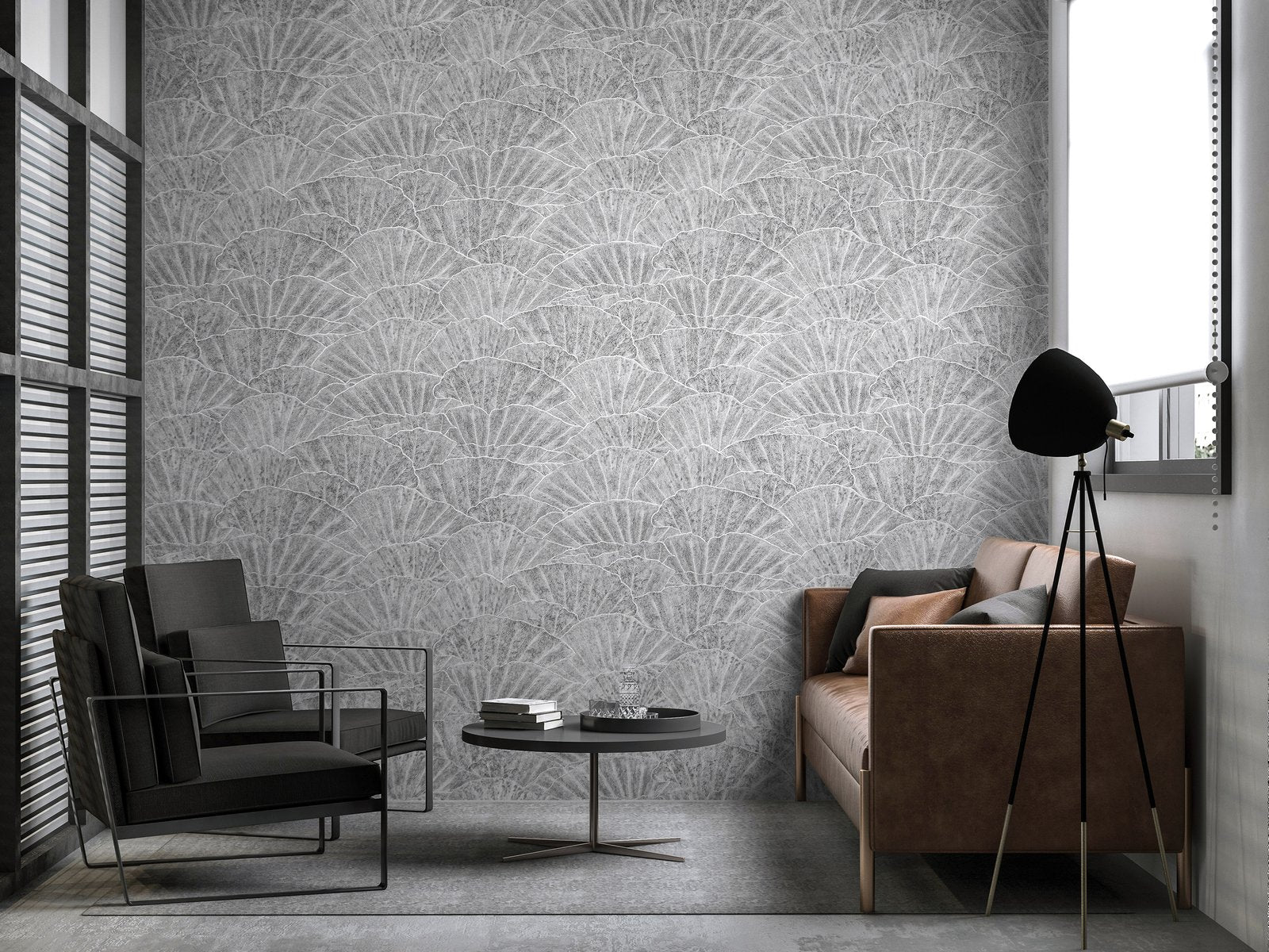 Seashell wallpaper in silver grey color - pattern number GH65002-23 - by Galerie in the Feel collection