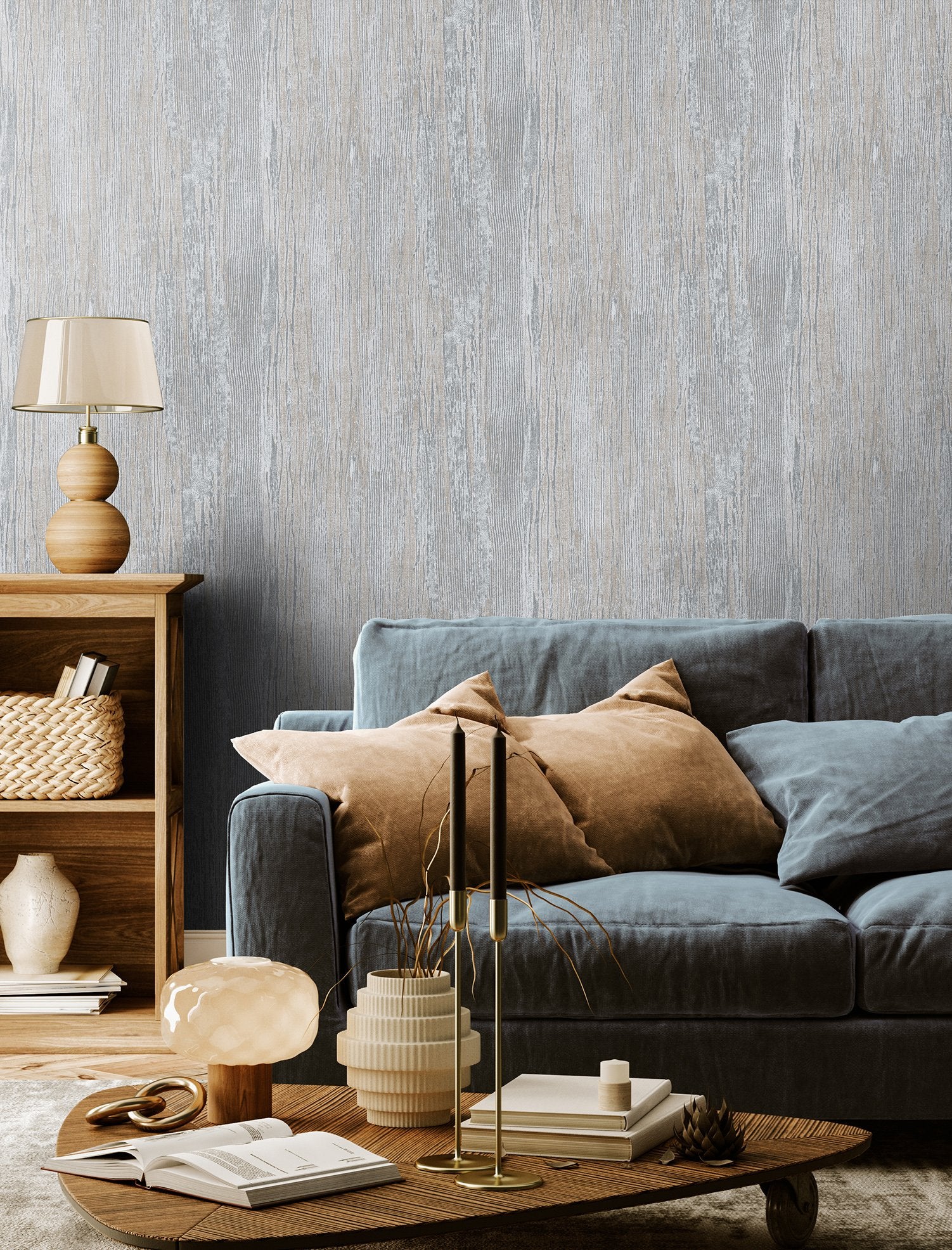 Wooden wallpaper in beige color - pattern number GH65033-23 - by Galerie in the Feel collection